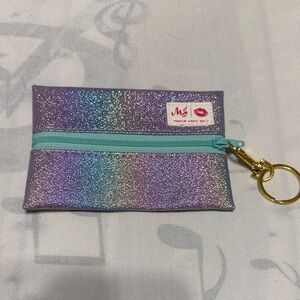 Makeup Junkie Glittery Purple and Blue Keychain Pouch